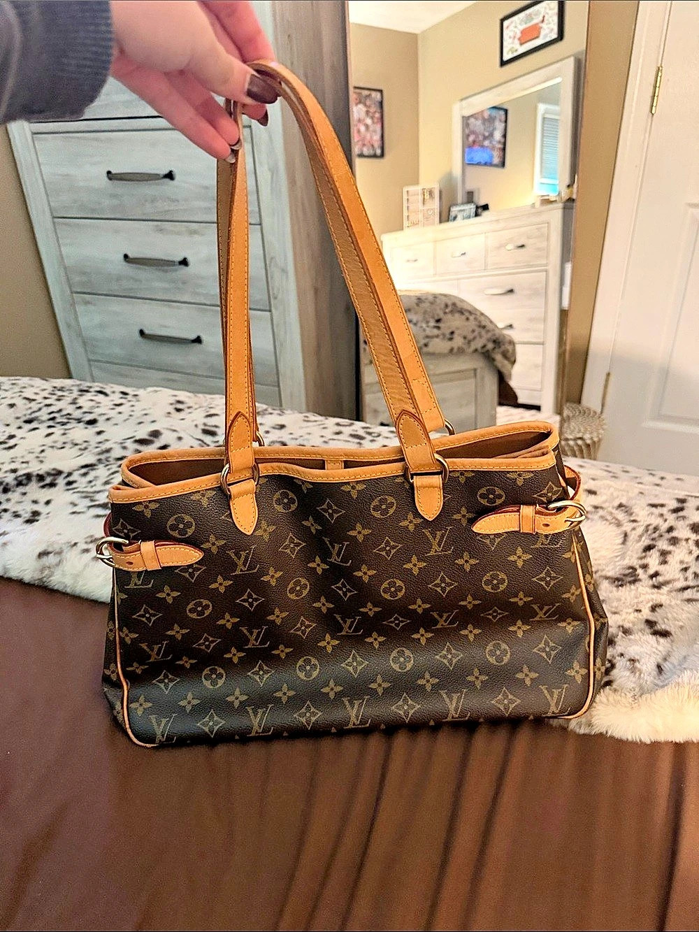 Louis Vuitton Cabas Mezzo Monogram Shoulder Bag in Brown